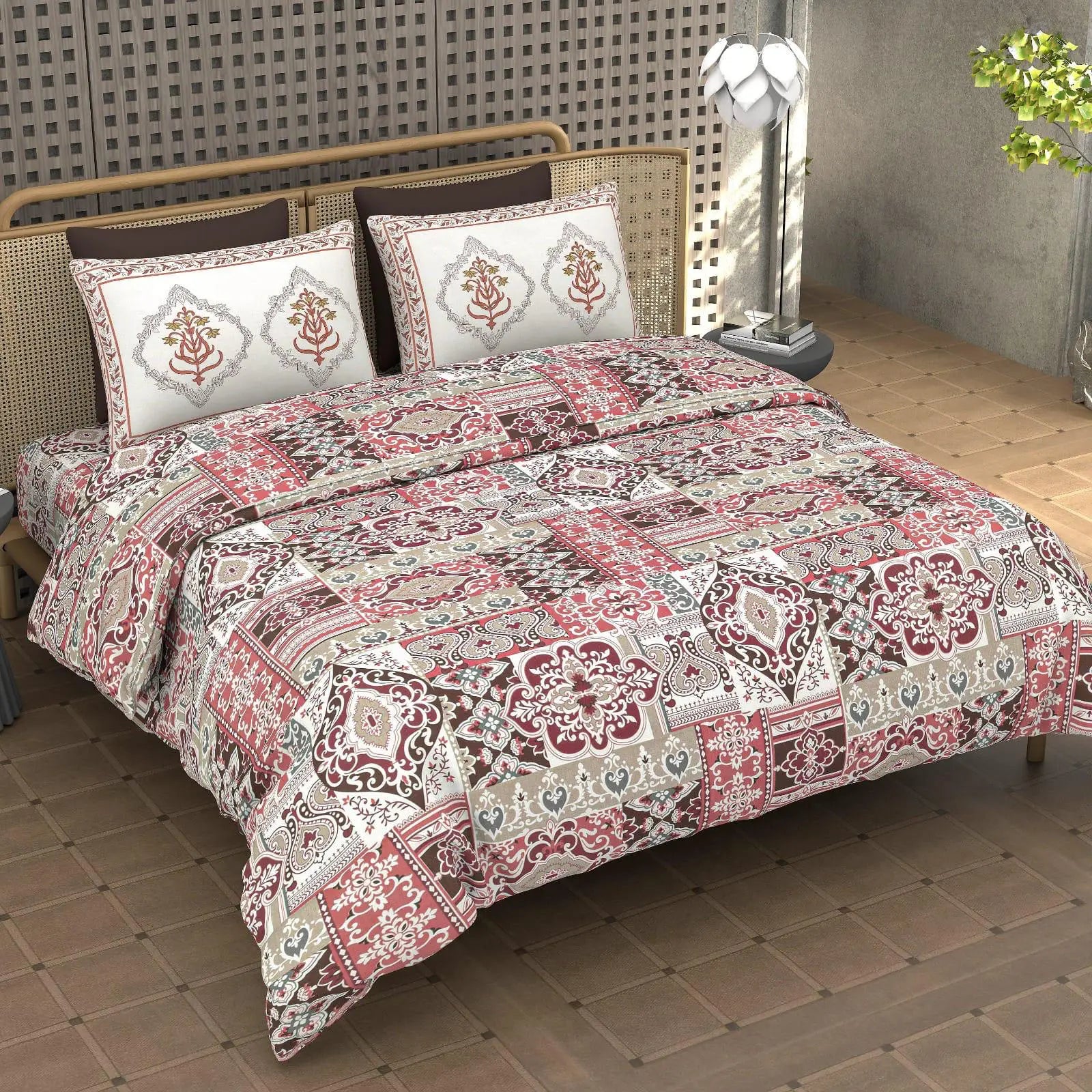 Majesty Fuscia - King - 100% Pure Cotton Bedsheet (108×108 inches)