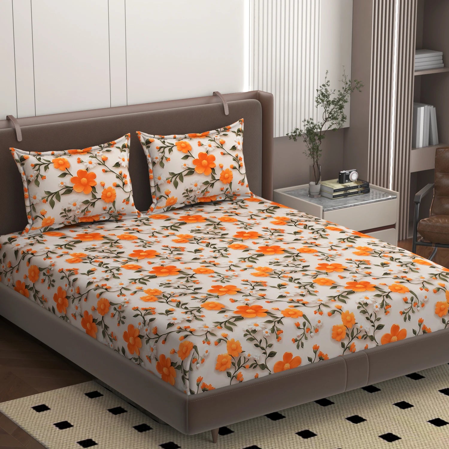 Marigale - King - 7D Design Fitted Bedsheet (78×72 inches)