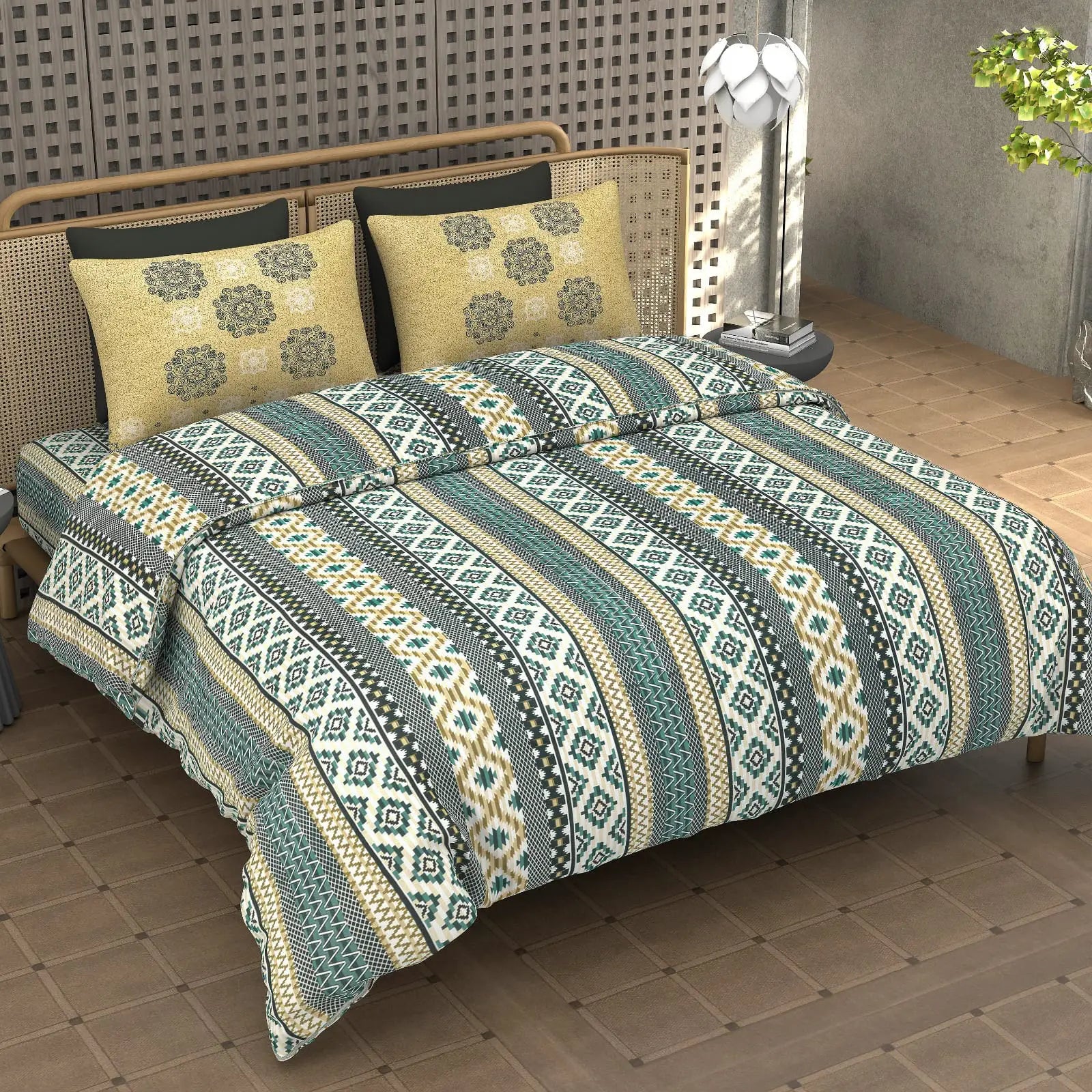 Mirage Emerald - King - 100% Pure Cotton Bedsheet (108×108 inches)