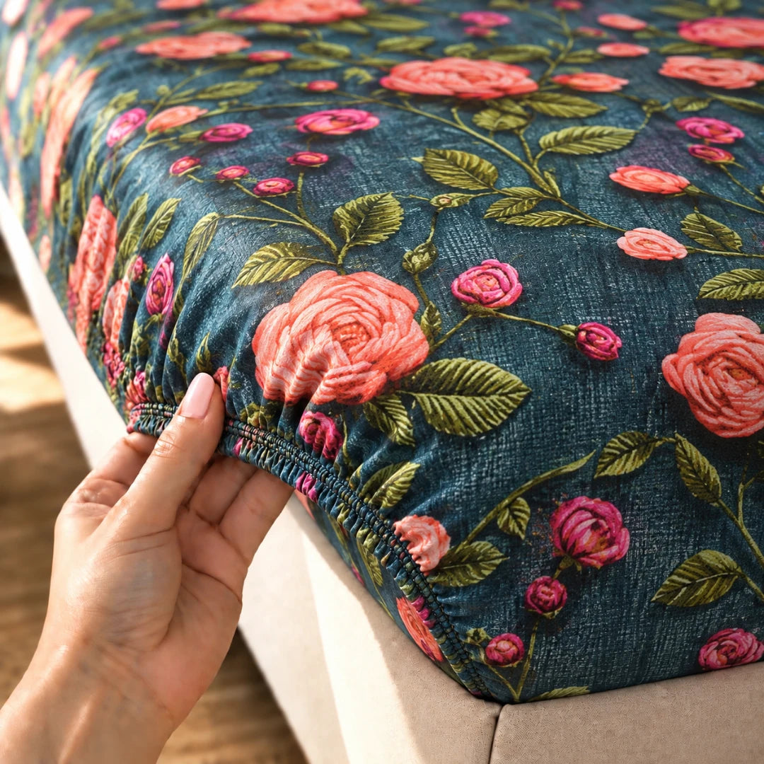 Moonflower - King - 7D Design Fitted Bedsheet (78×72 inches)