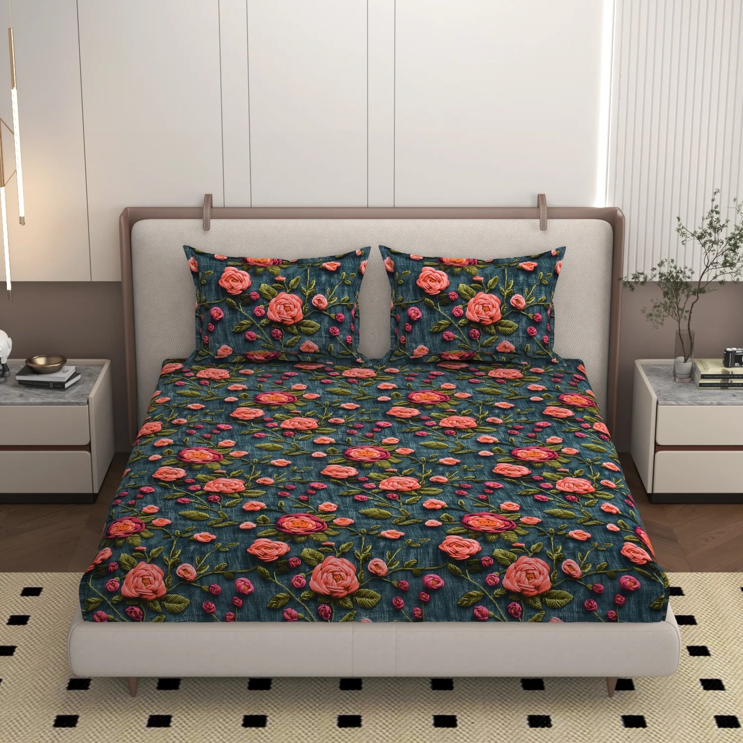 Moonflower - King - 7D Design Fitted Bedsheet (78×72 inches)