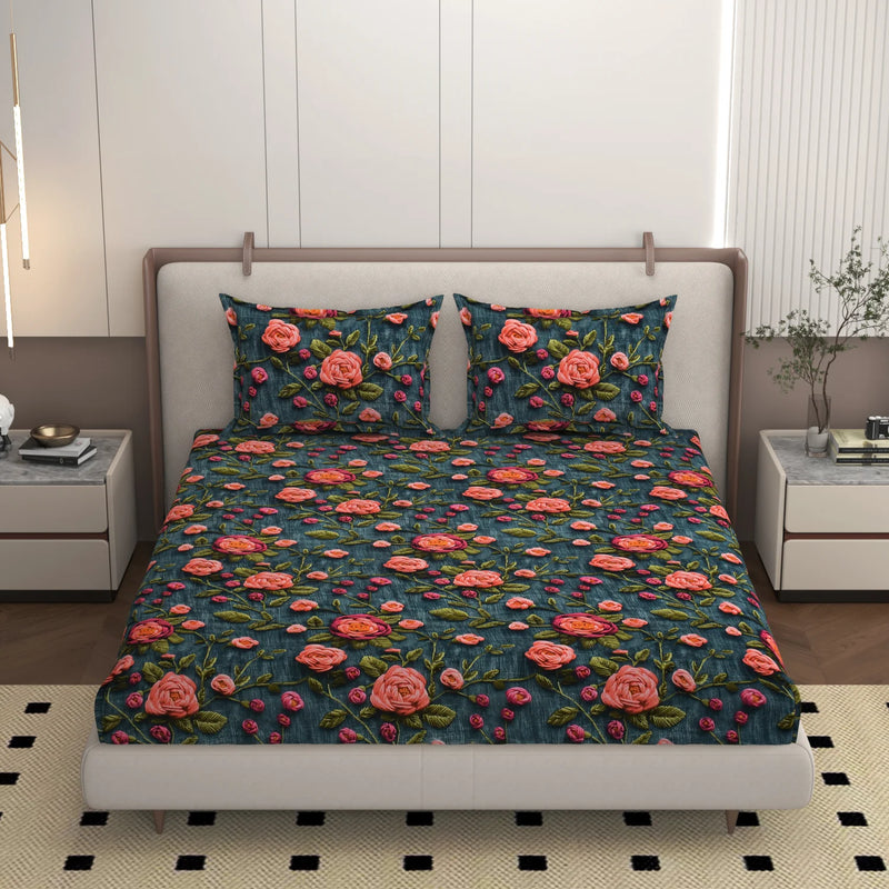 Moonflower - King - 7D Design Fitted Bedsheet (78×72 inches)