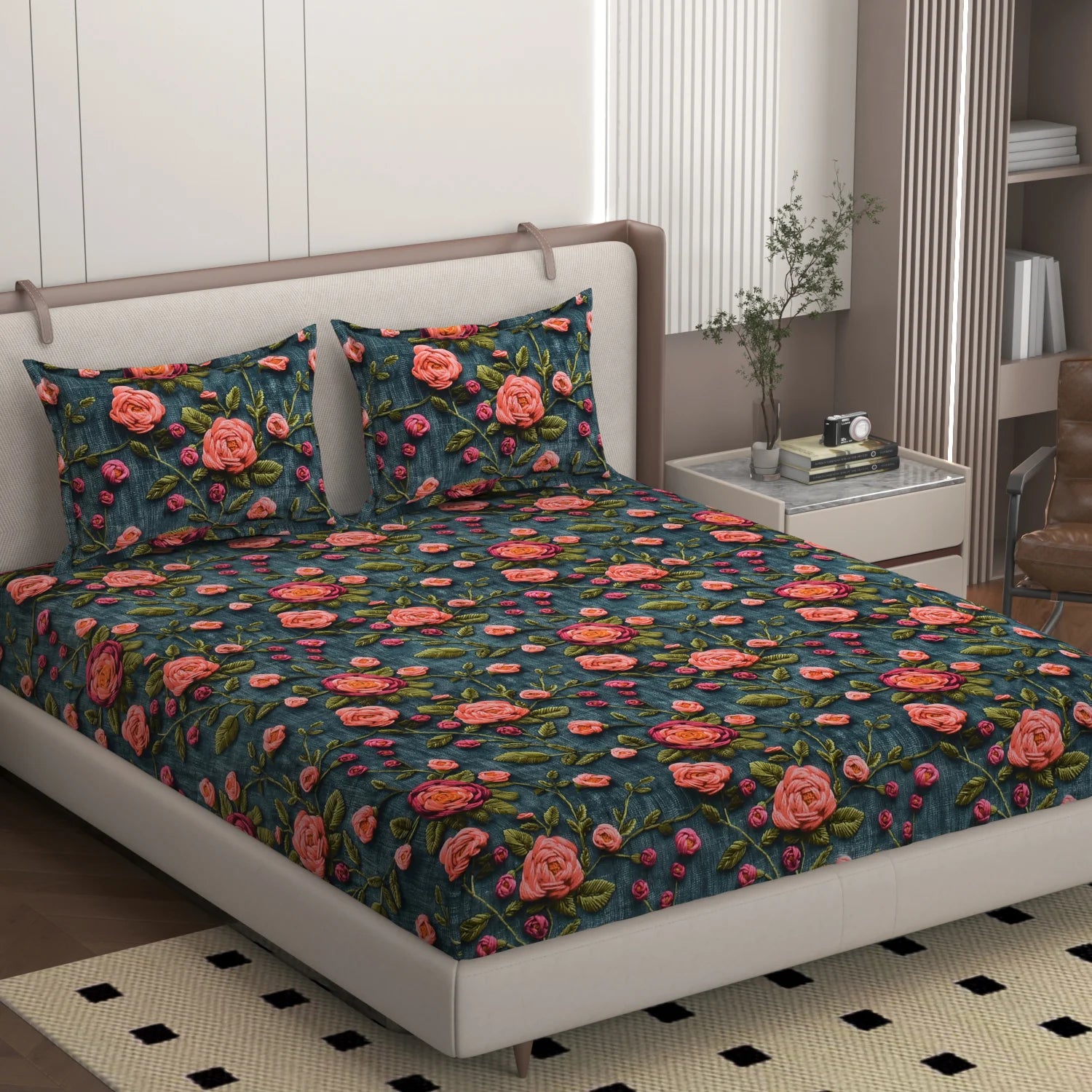 Moonflower - King - 7D Design Fitted Bedsheet (78×72 inches)
