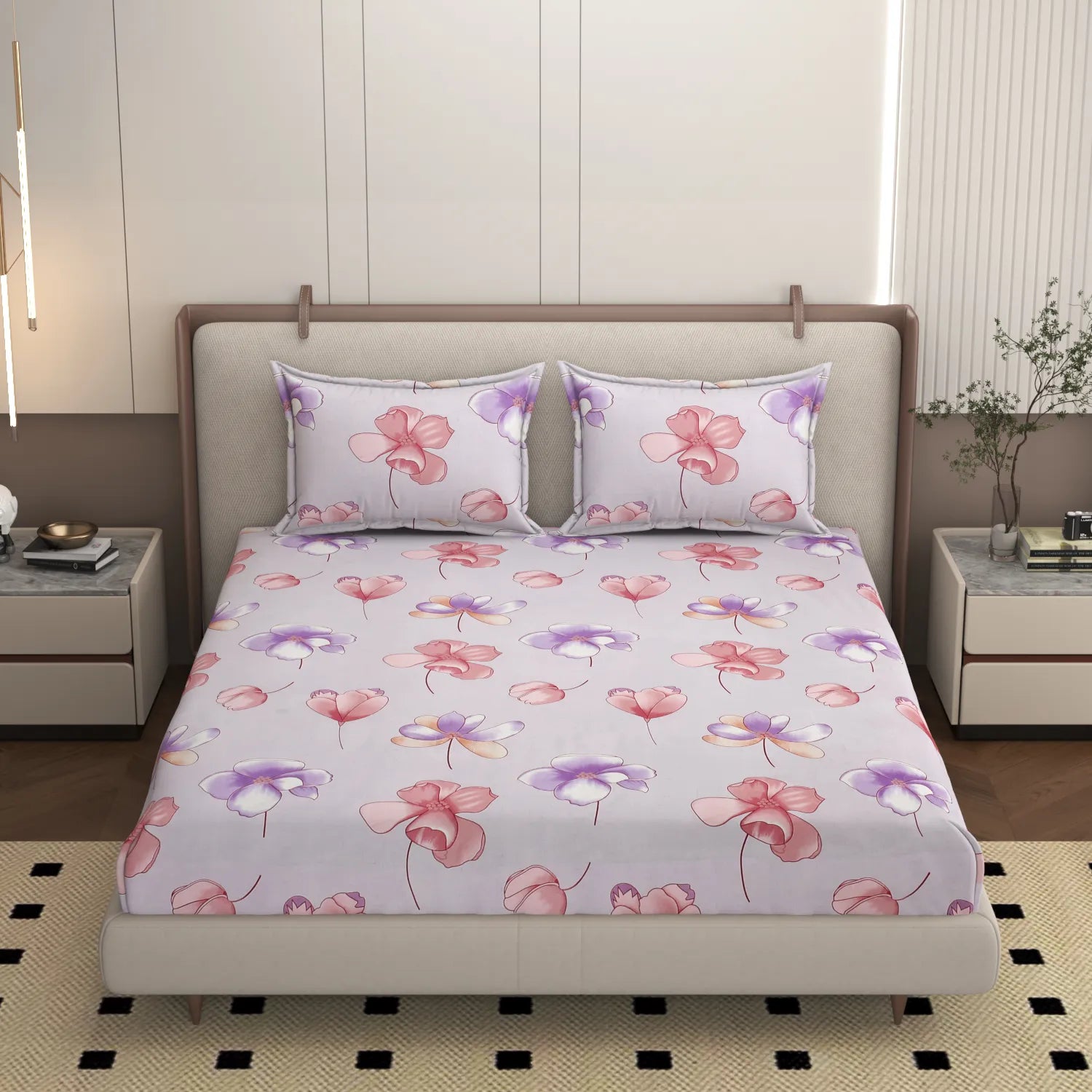 Blush Bloom - Queen/Double - Fitted Bedsheet (76×72 inches)