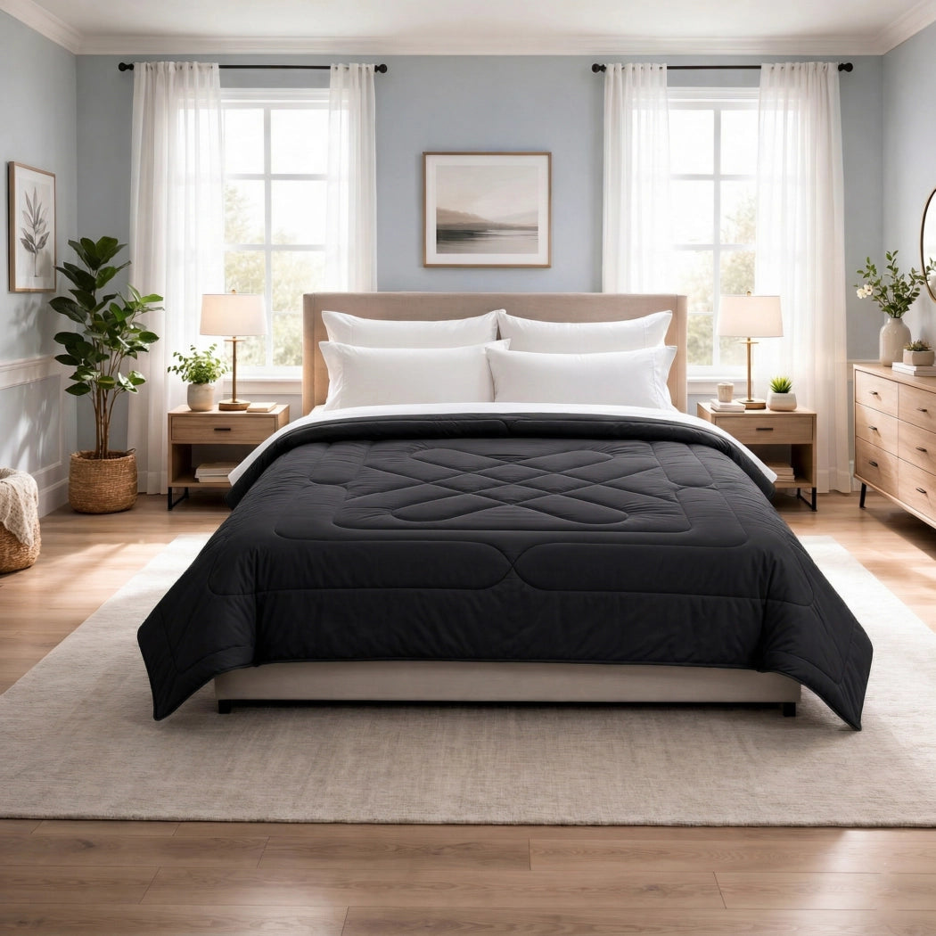 Reversible Double Bed Comforter - Obsidian & Ash (Diamond)