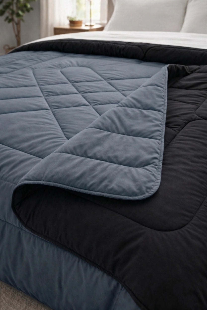 Reversible Double Bed Comforter - Obsidian & Ash (Diamond)
