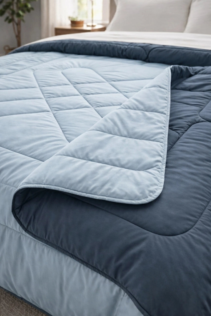Reversible Double Bed Comforter - Ocean & Mist (Diamond)