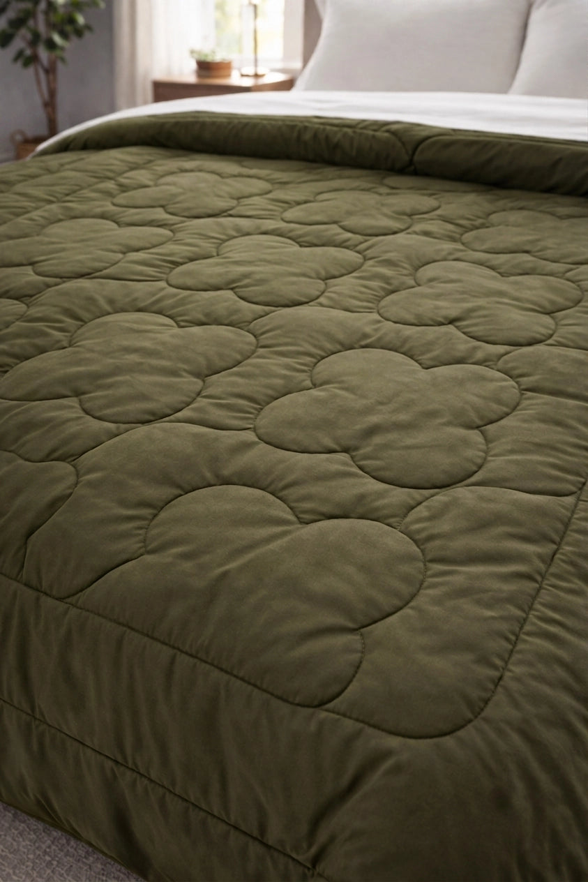Reversible Double Bed Comforter - Olive & Sage (Clover)