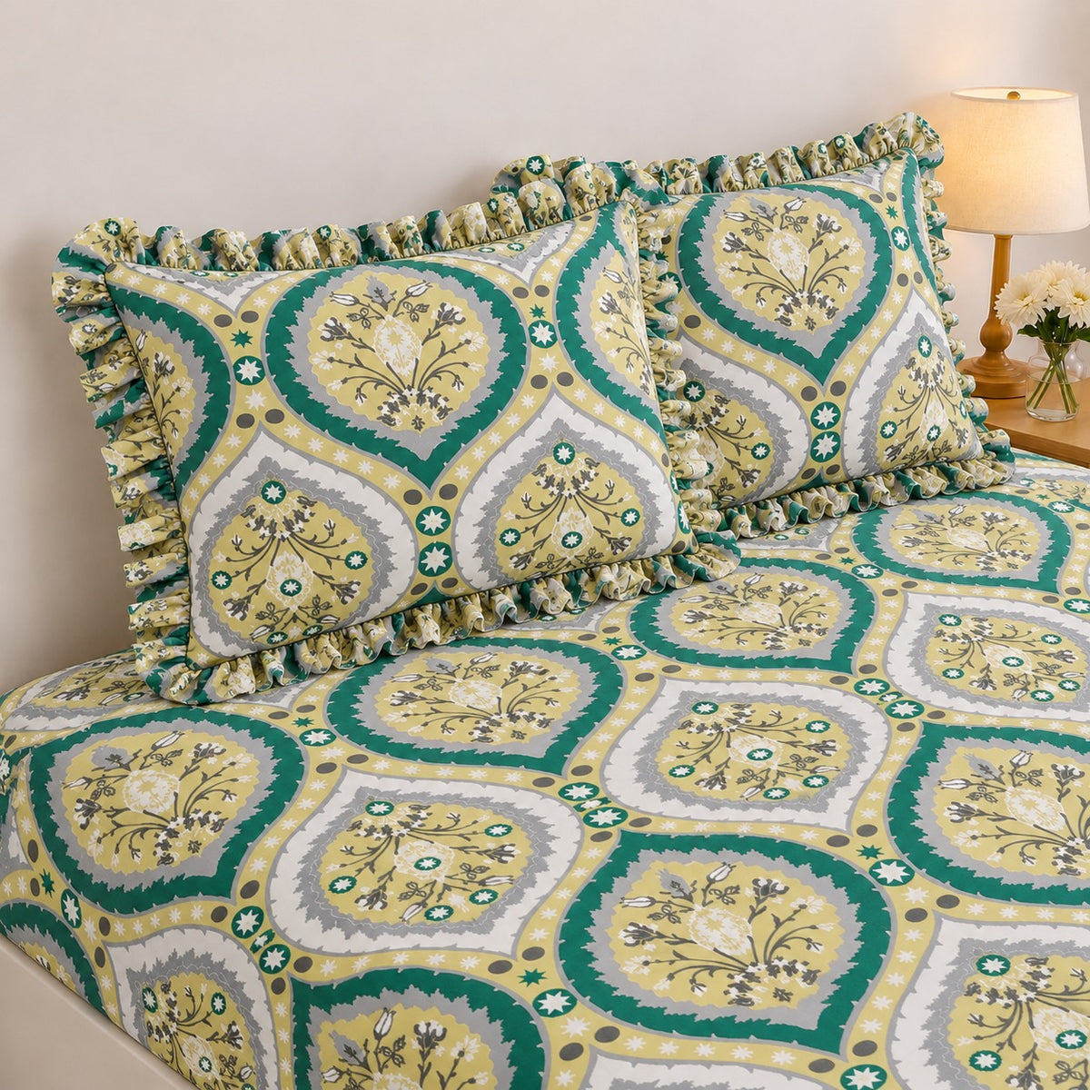 Ophelia - Frilled - King Fitted Bedsheet (78×72 inches)