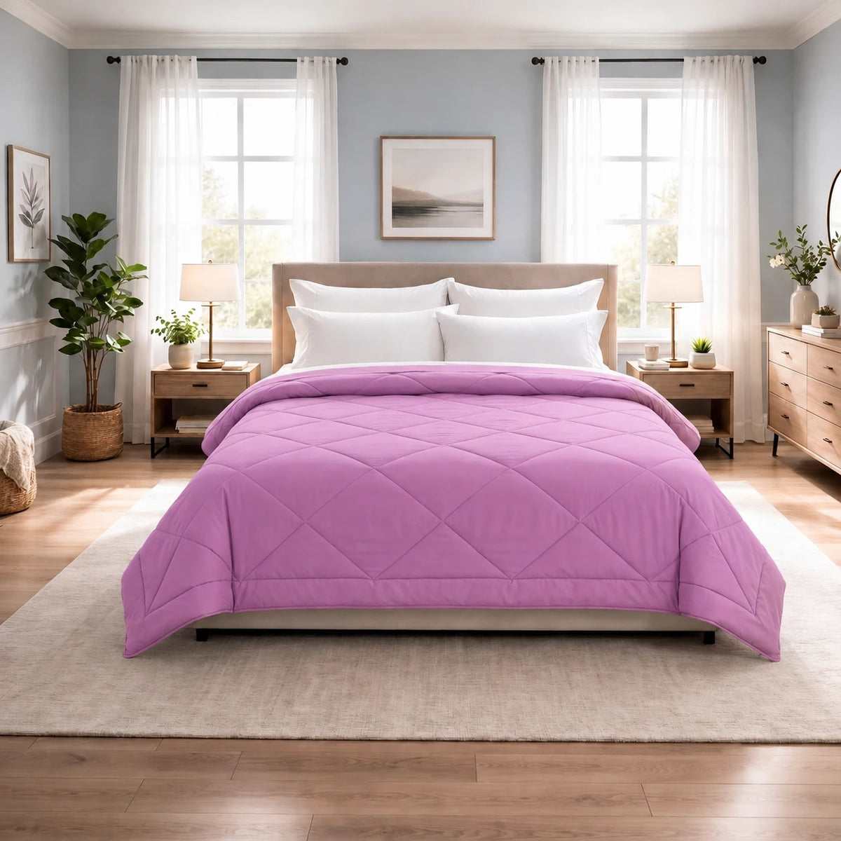 Reversible Double Bed Comforter - Orchid & Lilac (Prism)