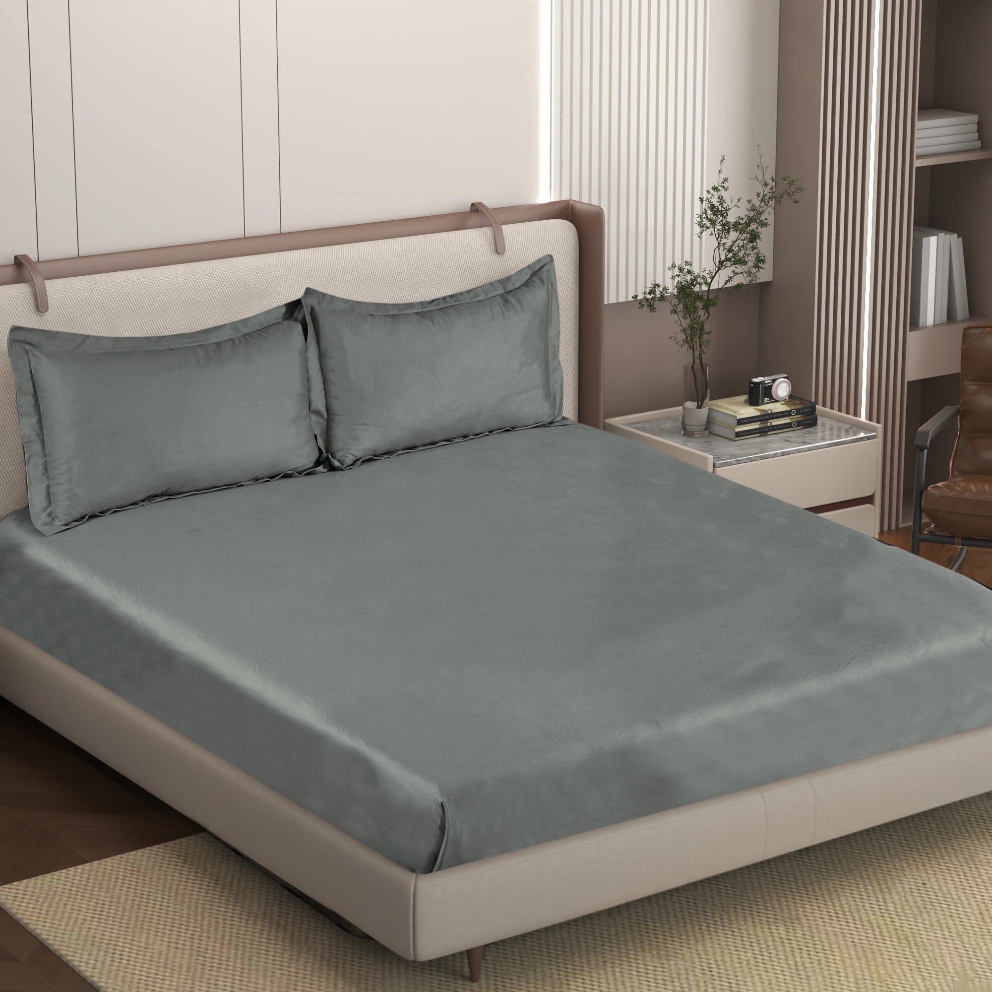 PURITY - Carbon Grey - Pure Cotton King Bedsheet (108×108 inches)