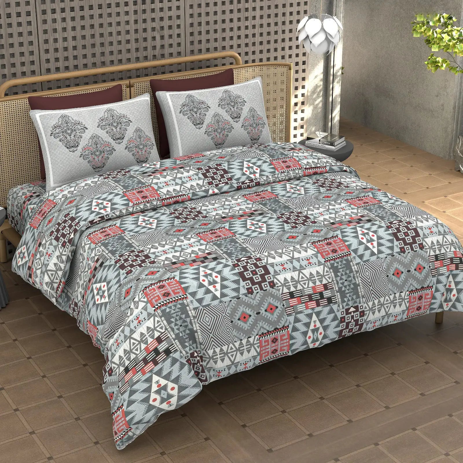 Panorama Grey - King - 100% Pure Cotton Bedsheet (108×108 inches)