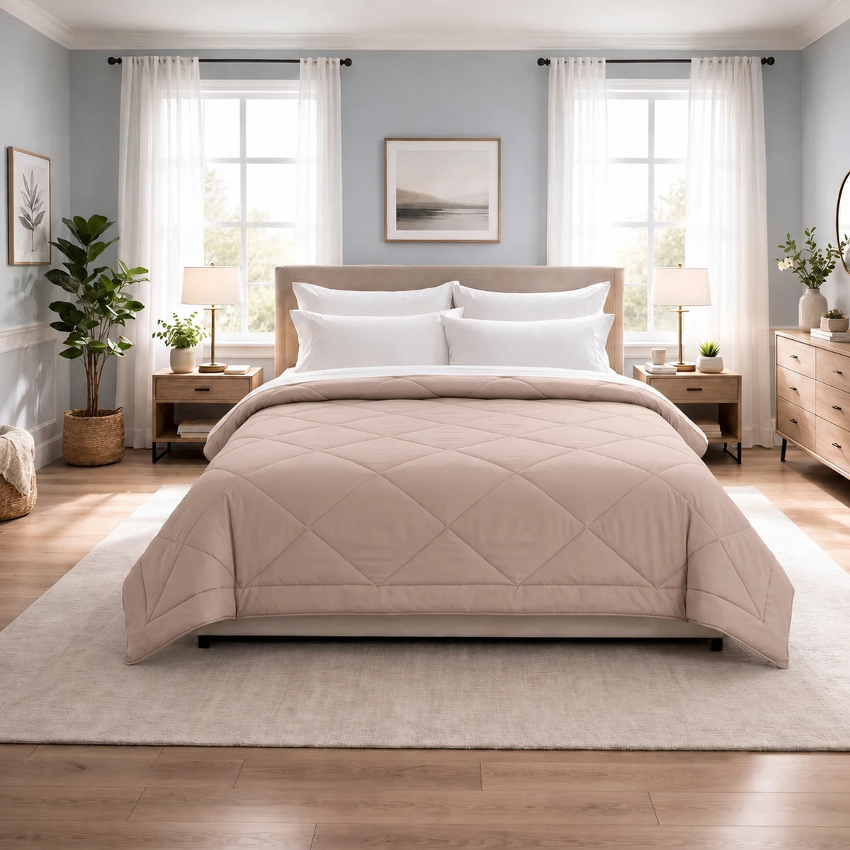 Reversible Double Bed Comforter - Peach & Ivory (Prism)