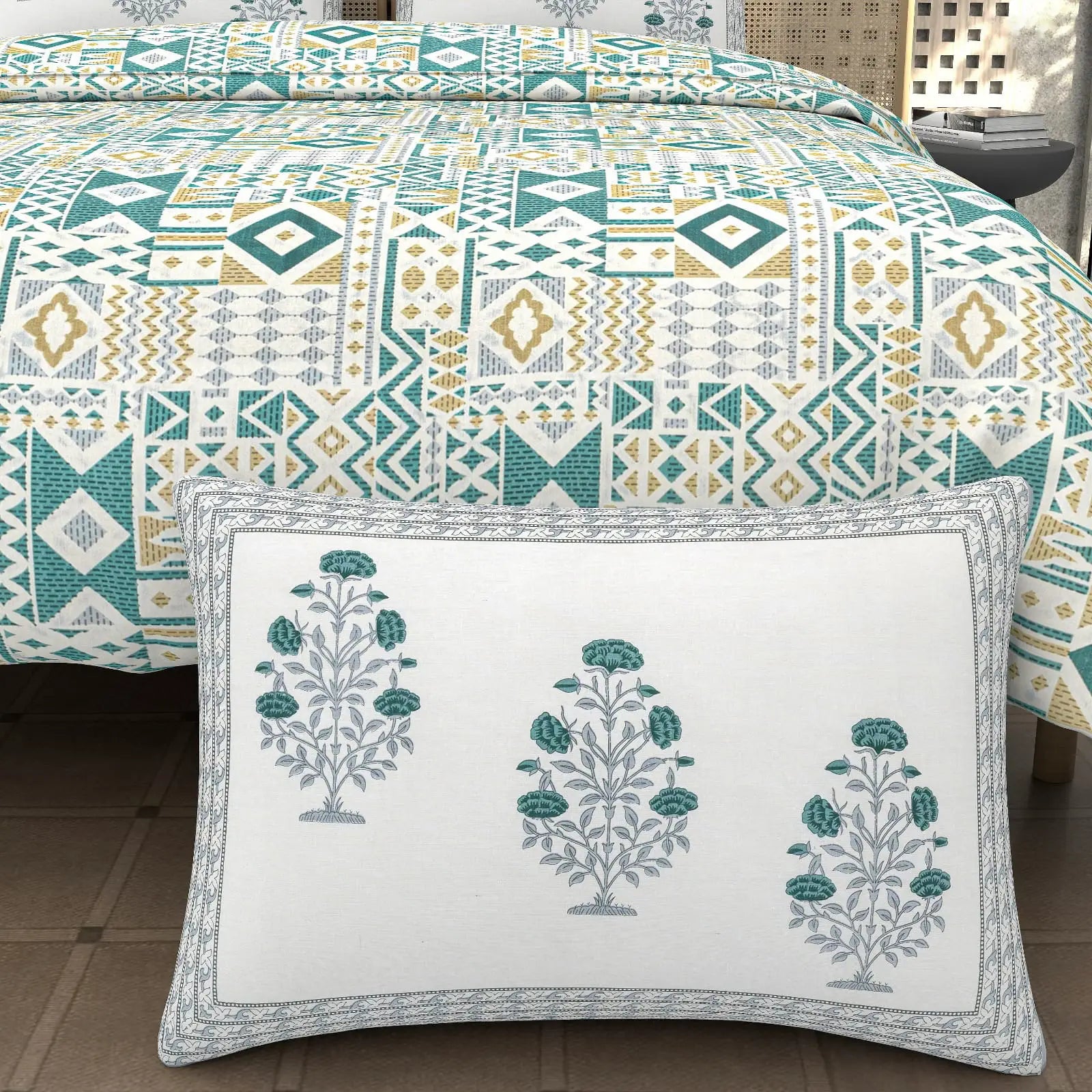 Persia Emerald - King - 100% Pure Cotton Bedsheet (108×108 inches)