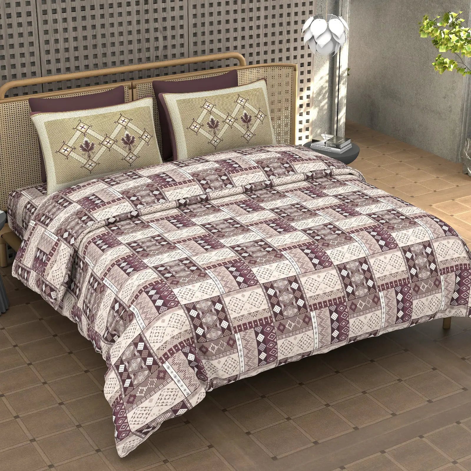 Princeton Fuscia - King - 100% Pure Cotton Bedsheet (108×108 inches)