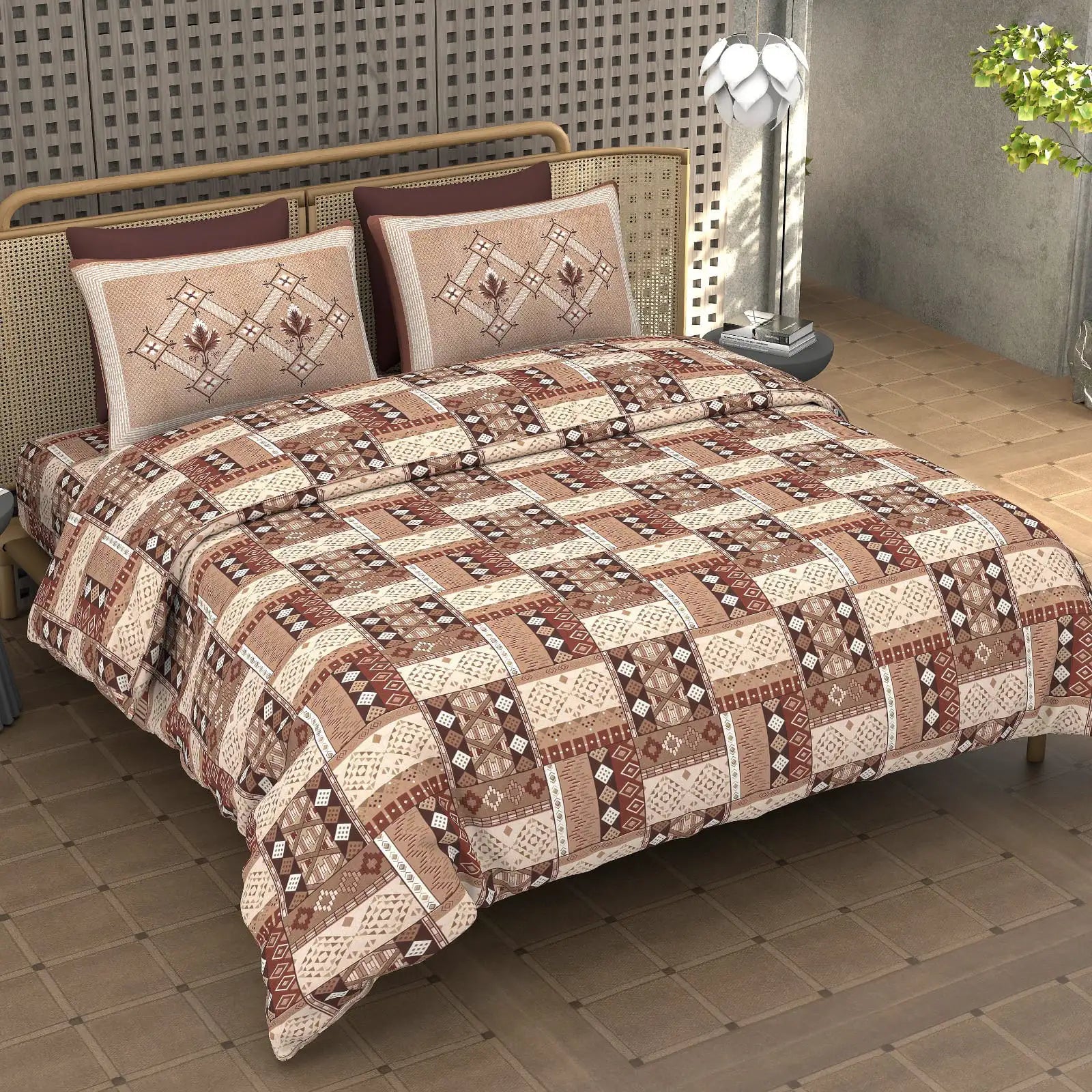 Princeton Mocha - King - 100% Pure Cotton Bedsheet (108×108 inches)