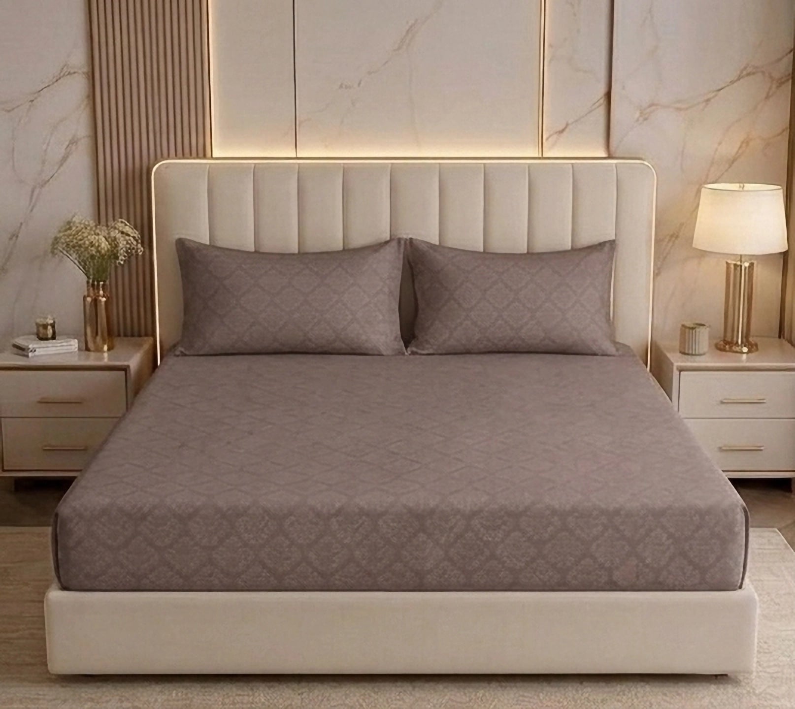 Regalia Blush - Embossed - King Fitted Bedsheet (78×72 inches)