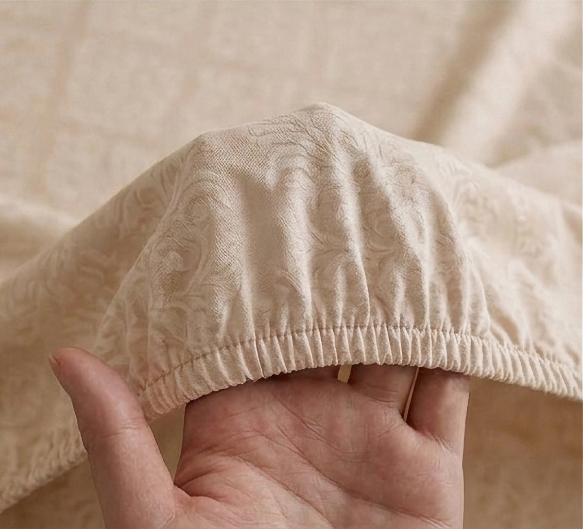 Regalia Cream - Embossed - King Fitted Bedsheet (78×72 inches)