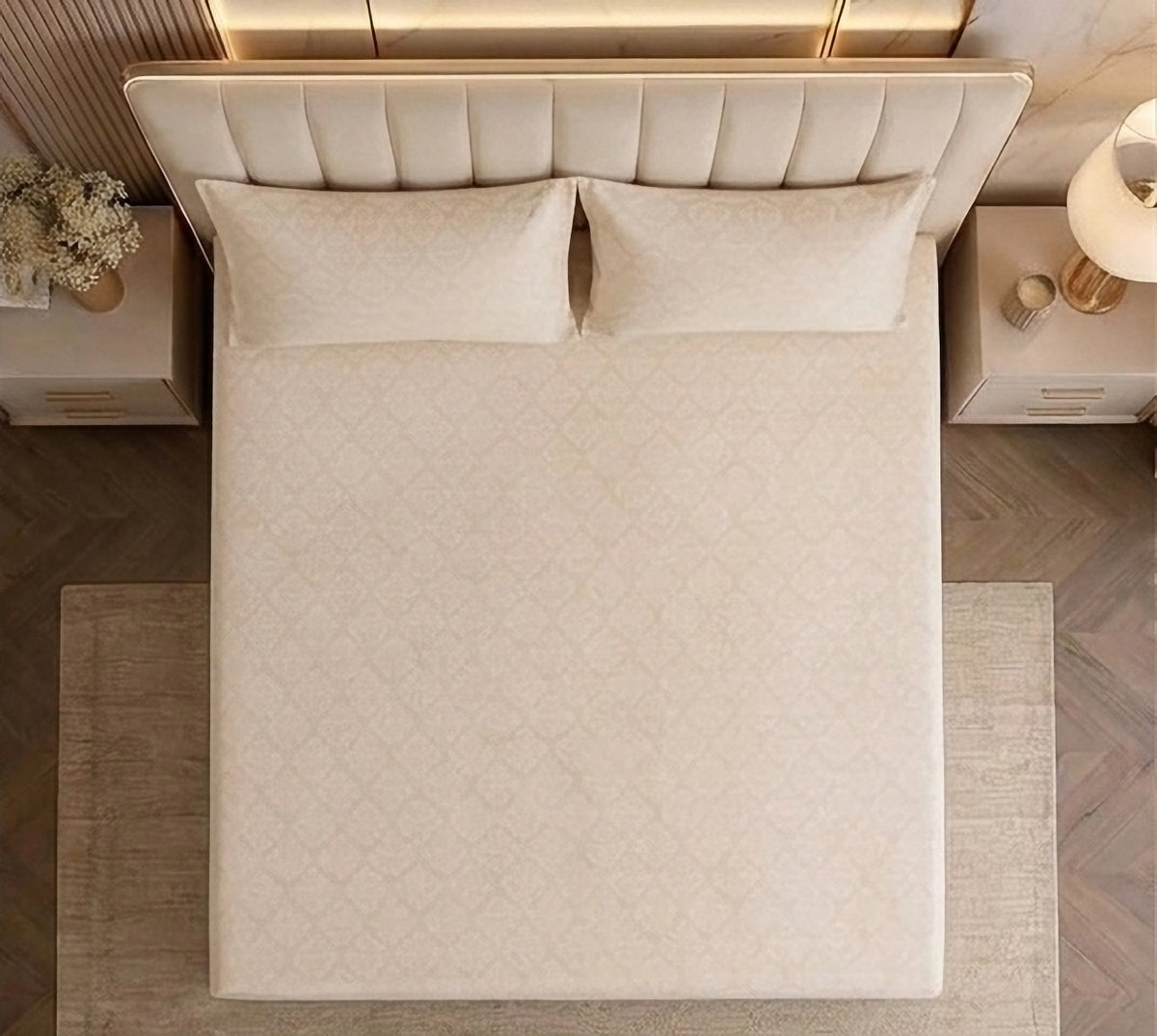 Regalia Cream - Embossed - King Fitted Bedsheet (78×72 inches)