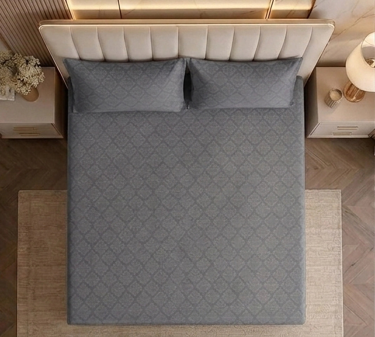 Regalia Grey - Embossed - King Fitted Bedsheet (78×72 inches)