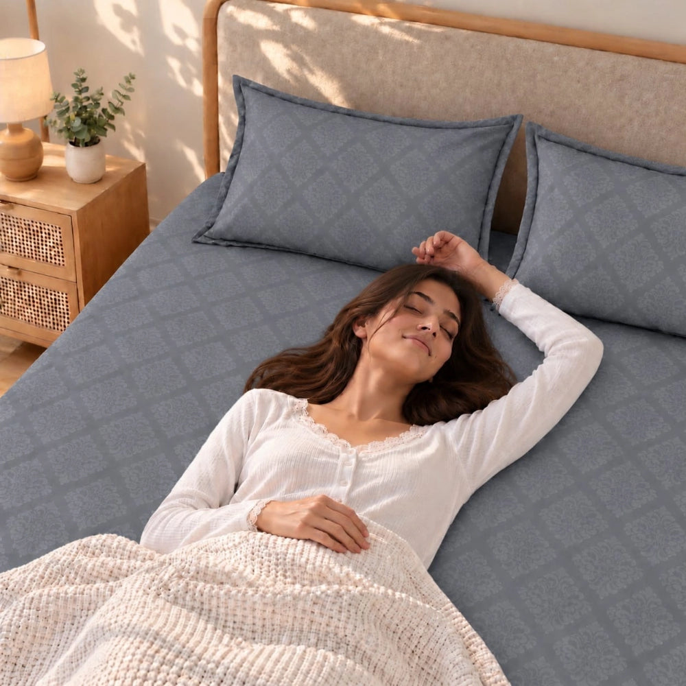 Regalia Grey - Embossed - King Fitted Bedsheet (78×72 inches)