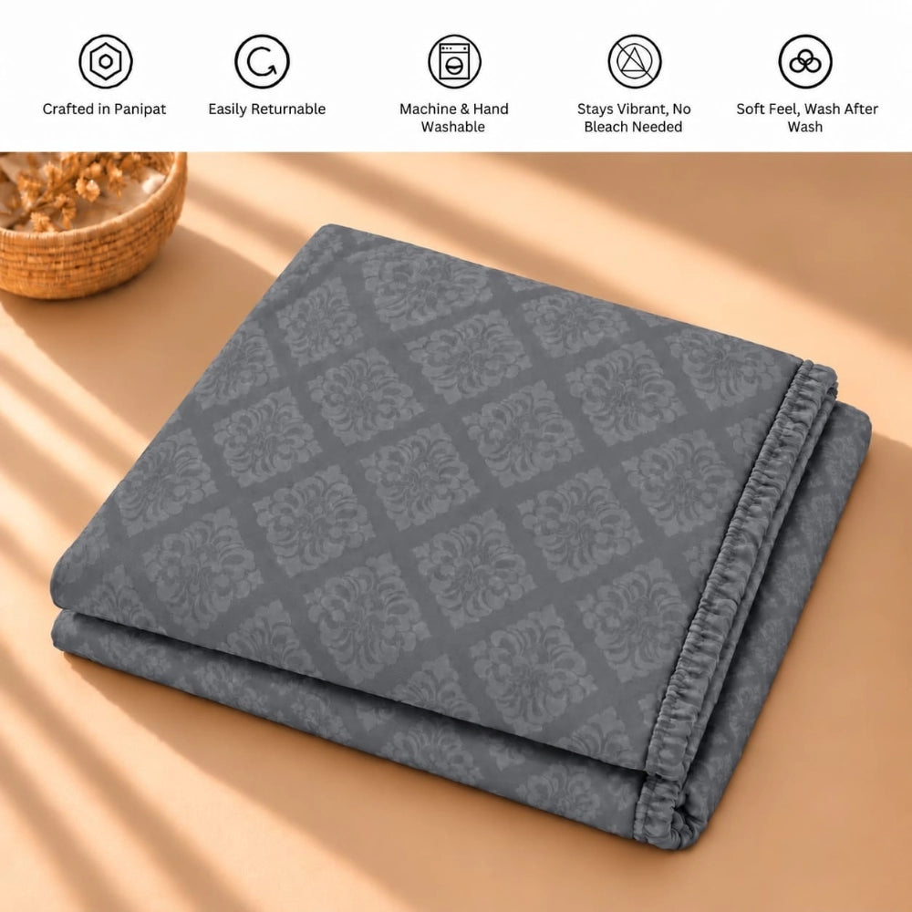 Regalia Grey - Embossed - King Fitted Bedsheet (78×72 inches)