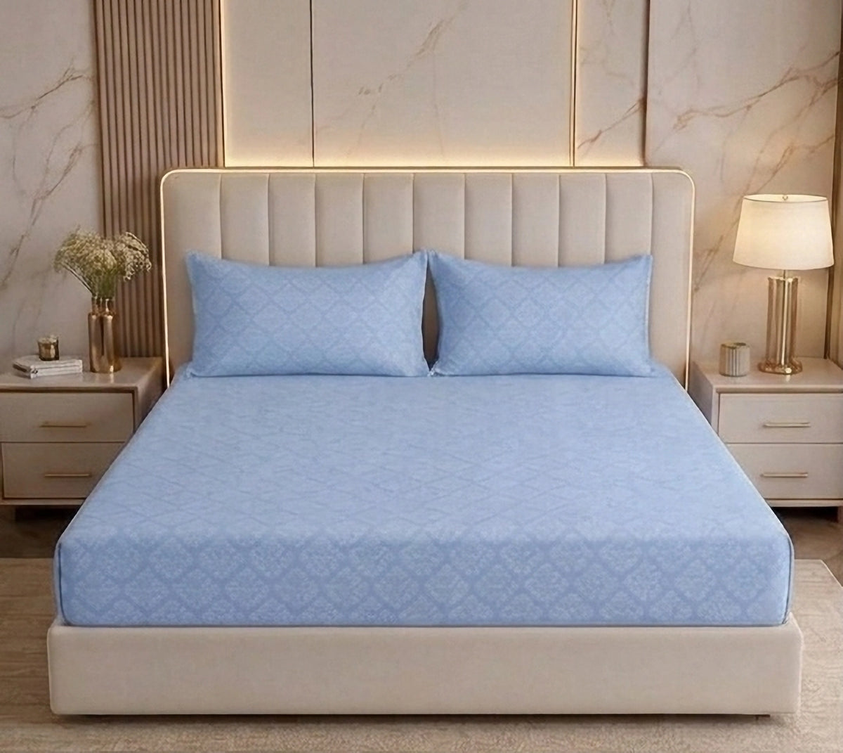 Regalia Ice - Embossed - King Fitted Bedsheet (78×72 inches)