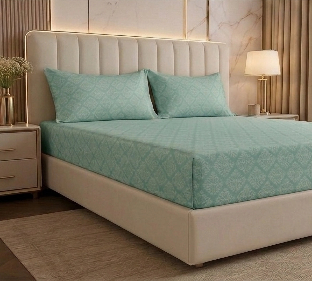 Regalia Sage - Embossed - King Fitted Bedsheet (78×72 inches)
