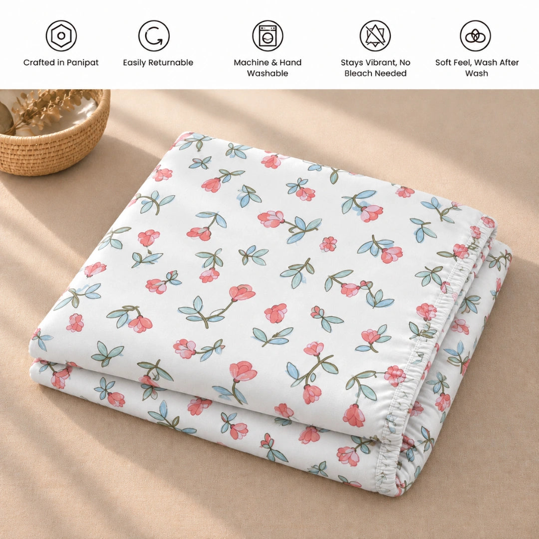 Rosebud - Panel - King Fitted Bedsheet (78×72 inches)