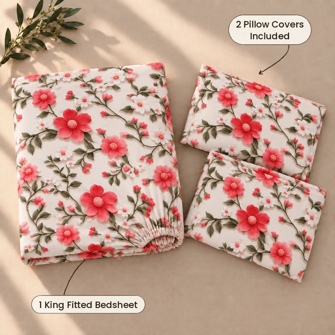 Rosella - King - 7D Design Fitted Bedsheet (78×72 inches)