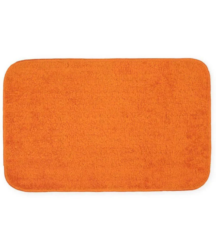Solid & Striped Combo - Orange Microfibre Doormat (Pack of 2)