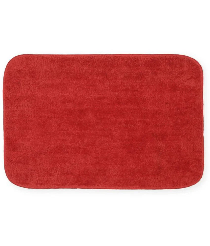 Solid & Striped Combo - Red Microfibre Doormat (Pack of 2)