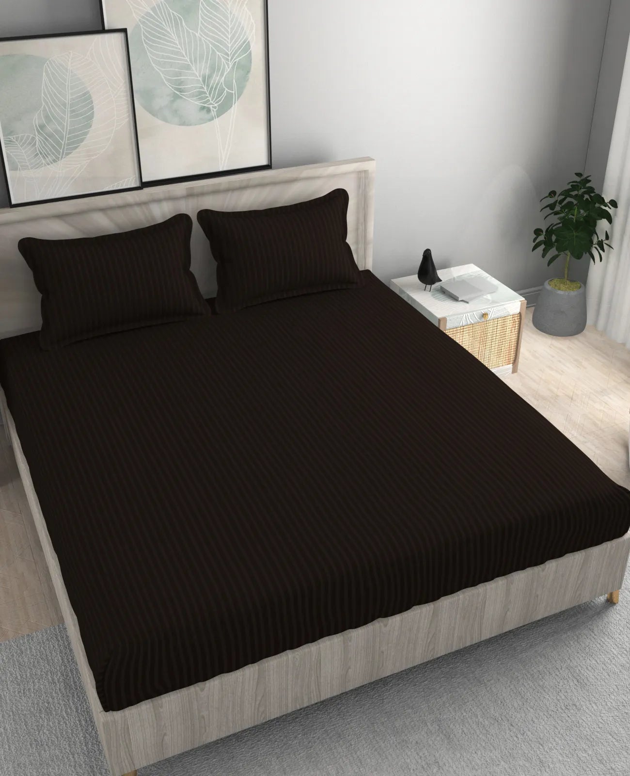 Solids: Brown - King - Fitted Bedsheet (78×72 inches)