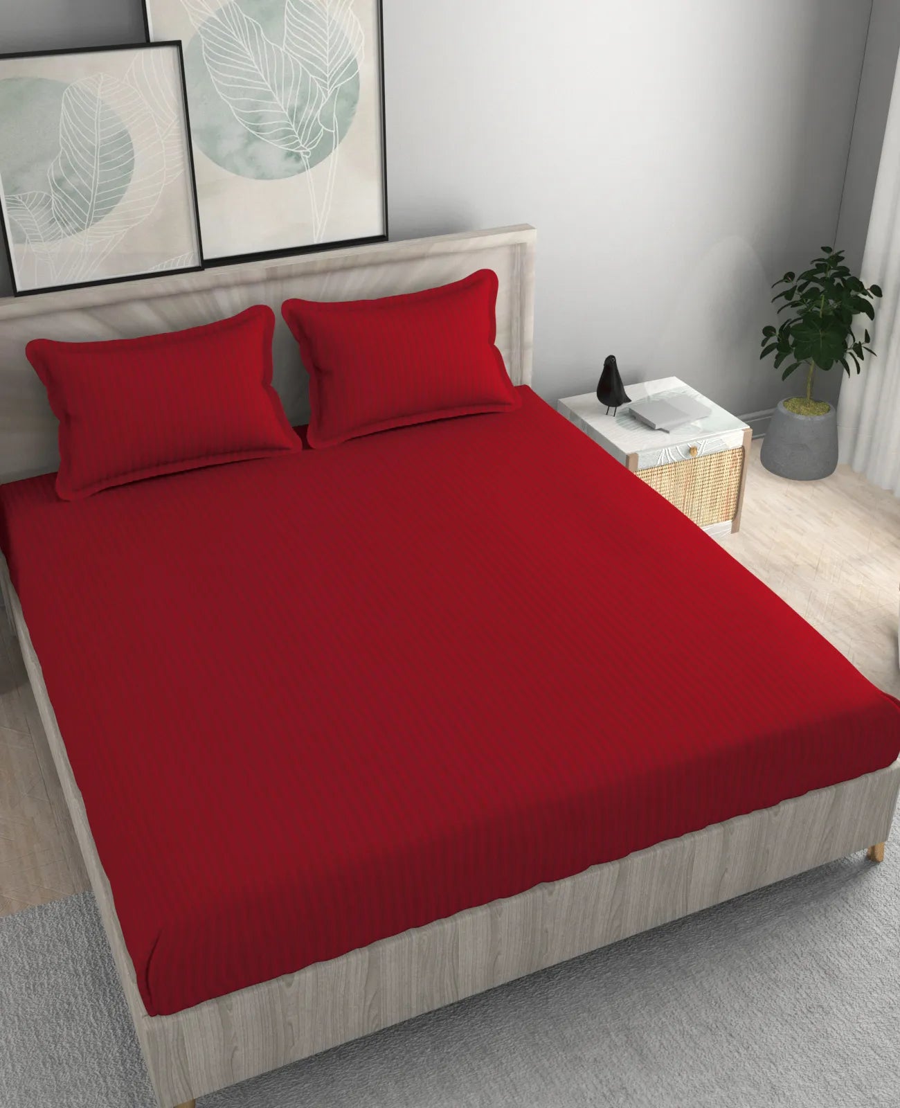 Solids: Red - King - Fitted Bedsheet (78×72 inches)