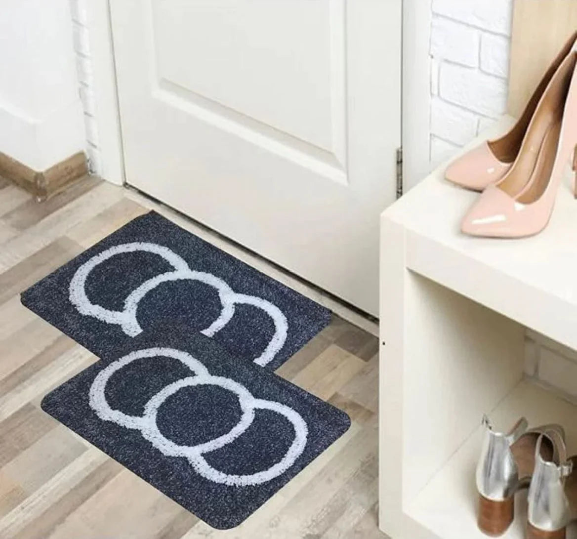 Spiral - Grey Microfibre Doormat (Pack of 2)