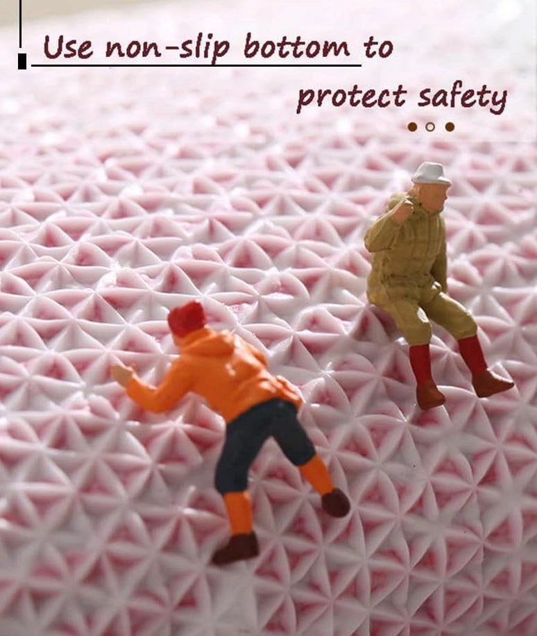 bathroom mats showing anti slip rubber backing for safety and stability on floor