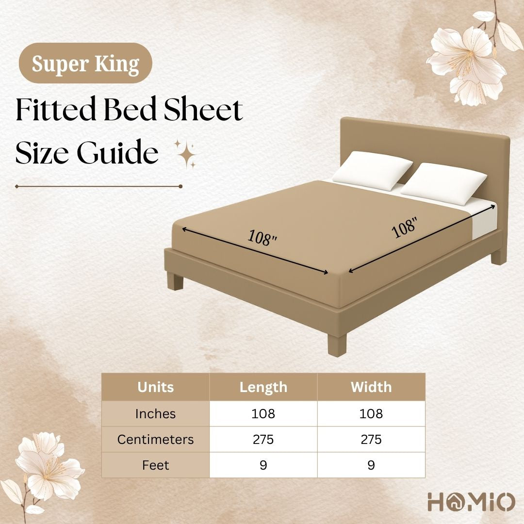 bedsheet size guide showing dimensions and measurements chart for bedding