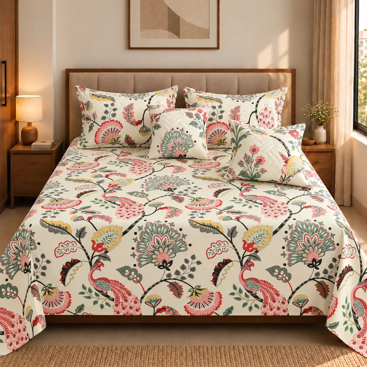 Tropicana - 5 Pieces - Quilted Bedding Set (90 x 90 inches)
