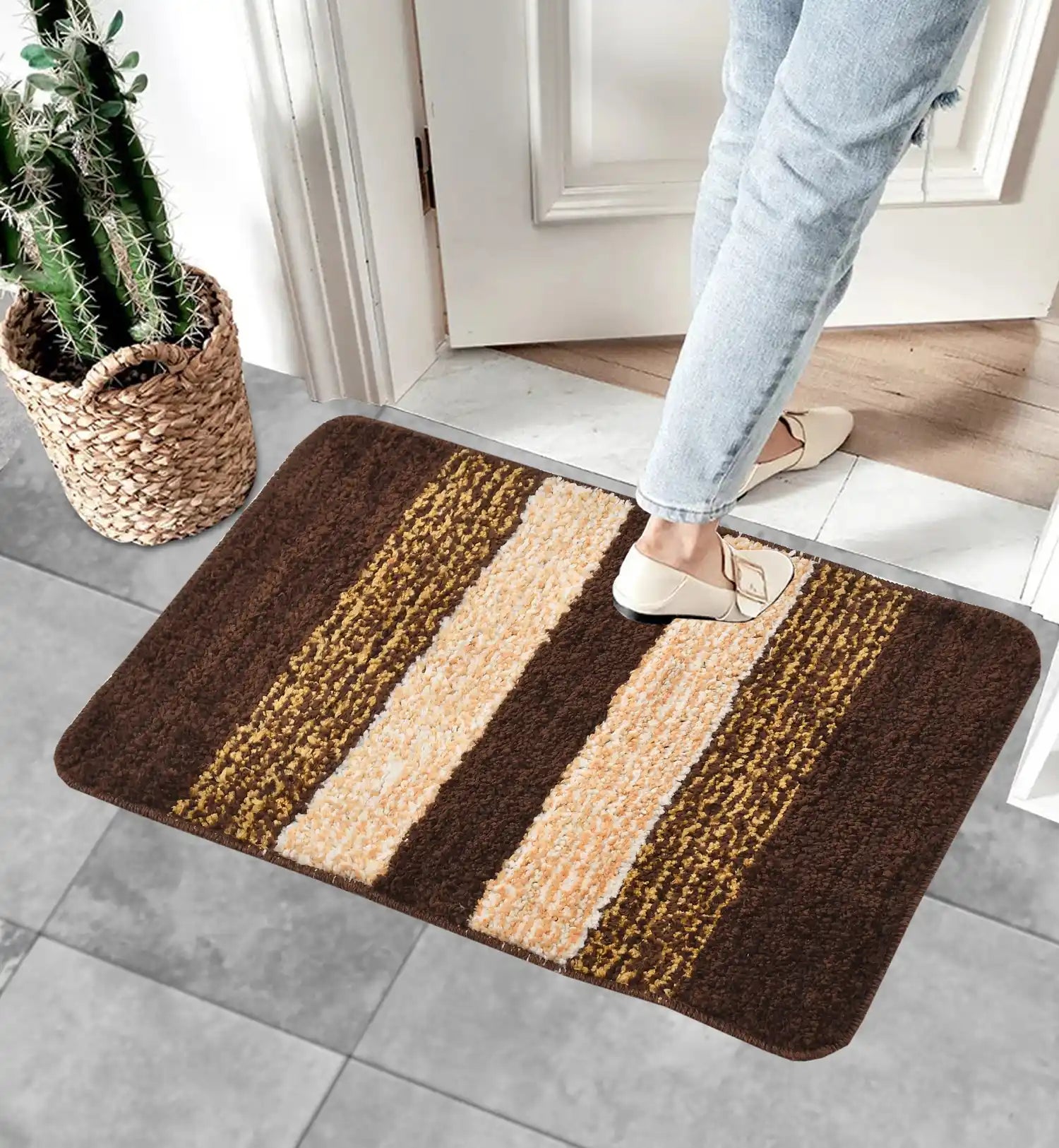 Vertigo - Brown Microfibre Doormat (Pack of 2)