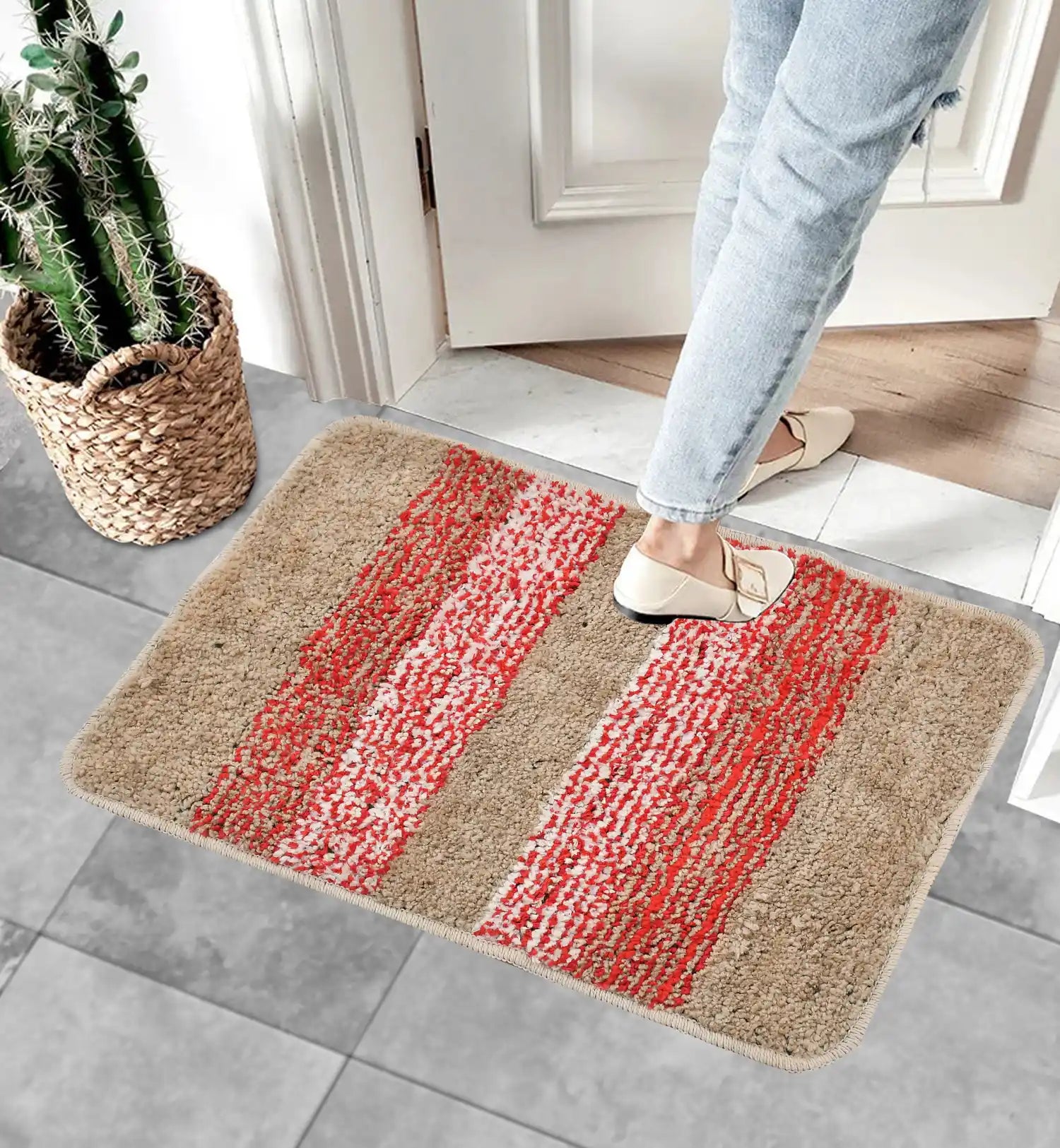 Vertigo - Dessert Sand Microfibre Doormat (Pack of 2)