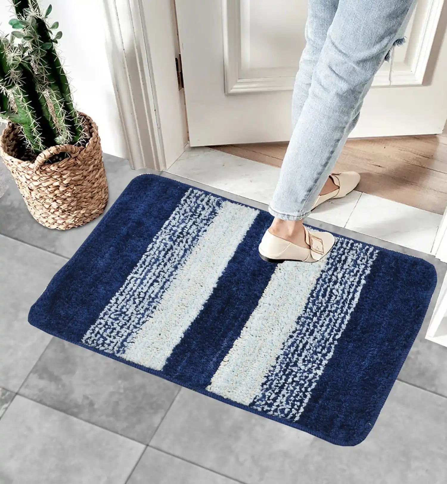 Vertigo - Royal Blue Microfibre Doormat (Pack of 2)