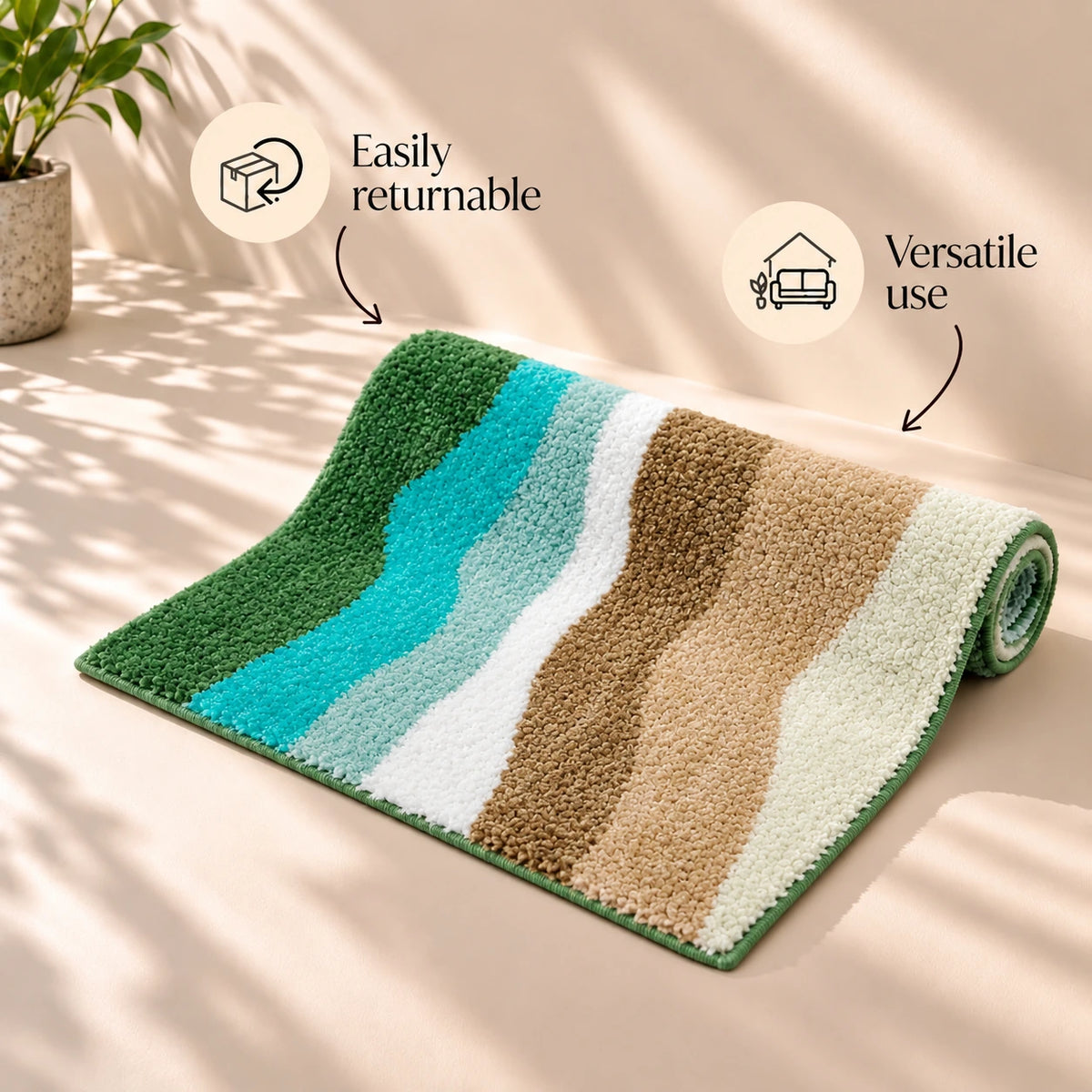 Waves - Anti-Slip Microfibre Doormat (40x60 cm) - Pack of 1