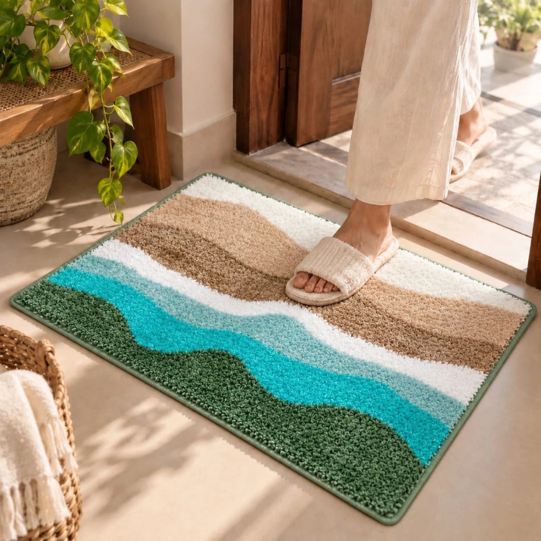 Waves - Anti-Slip Microfibre Doormat (40x60 cm) - Pack of 1